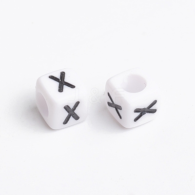 Acrylic Horizontal Hole Letter Beads PL37C9308-X-1