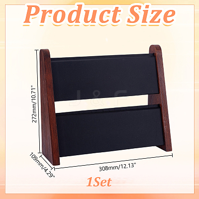 Double-Layer Wooden Jewelry Display Stand ODIS-WH0099-284B-1