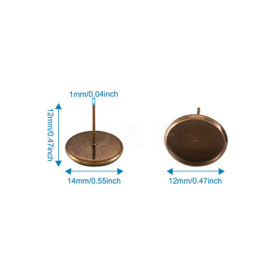 Brass Ear Studs Settings X-IFIN-Q005-AB-1