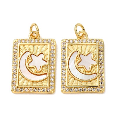 Brass Micro Pave Clear Cubic Zirconia Pendants KK-CBADE12-02E-G-1