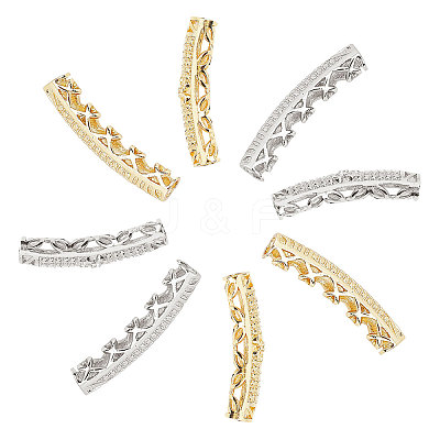 8Pcs 4 Style Brass Micro Pave Cubic Zirconia Beads ZIRC-CA0001-08-1