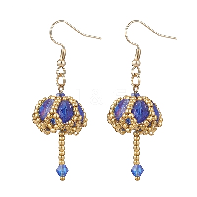 Transparent Electroplate Glass & Seed Glass Beads Dangle Earrings EJEW-MZ00714-1