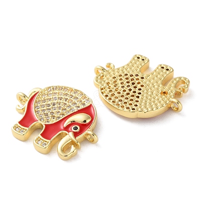 Rack Plating Brass Micro Pave Clear Cubic Zirconia Connector Charms KK-C084-02G-1