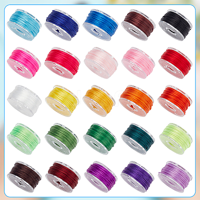 25 Rolls 25 Colors Flat Elastic Crystal String EW-WH0013-29-1
