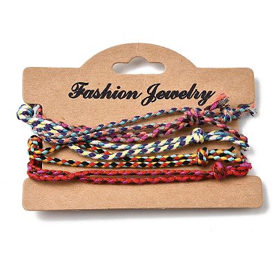 5Pcs 5 Color Macrame Braided Cotton Cord Bracelets Set BJEW-FZ00012-1