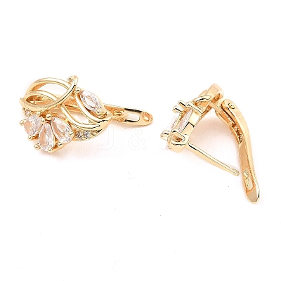 Brass with Cubic Zirconia Hoop Earrings EJEW-D078-43G-1