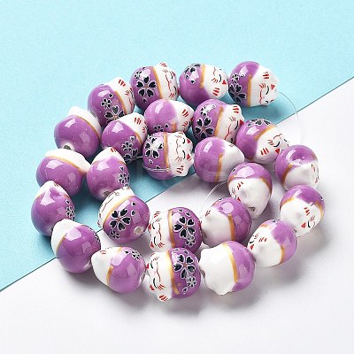 Handmade Printed Porcelain Beads PORC-G004-C10-1