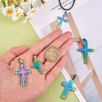 6Pcs 6 Style Ion Plating(IP) 304 Stainless Steel Pendants STAS-SZ0002-04-1