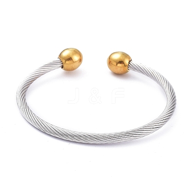 304 Stainless Steel Cuff Bangles BJEW-M284-12GP-1