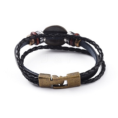 Braided Leather Cord Retro Multi-strand Bracelets BJEW-L616-20L-1
