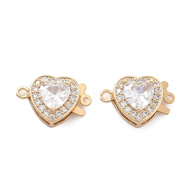 Heart Brass Micro Pave Cubic Zirconia Box Clasps KK-B125-15A-01G-1