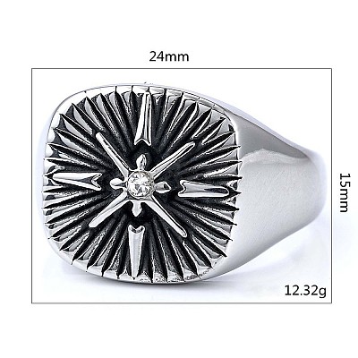 316 Stainless Steel with Cubic Zirconia Finger Rings for Men FS-WGEFB28-05-1