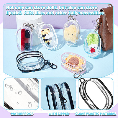 6Pcs 6 Colors Portable Travel Transparent Plastic Zipper Bags with Alloy Clasps ABAG-GA0001-29B-1