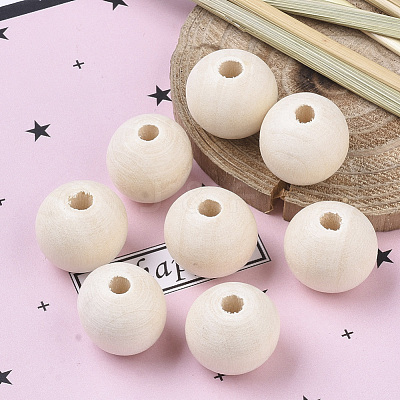 Natural Unfinished Wood Beads WOOD-S651-A14mm-LF-1