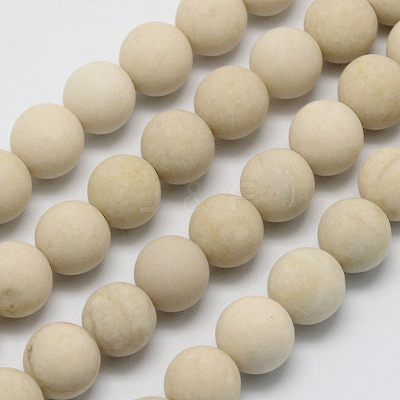 Natural Fossil Beads Strands G-D694-4mm-1