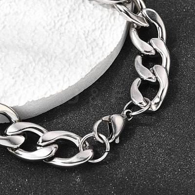 201 Stainless Steel Curb Chain Bracelets for Men STAS-T077-22B-03P-1