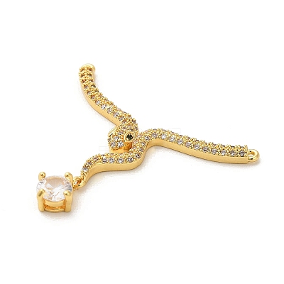 Brass Micro Pave Clear Cubic Zirconia Connector Charms KK-C108-02B-G-1