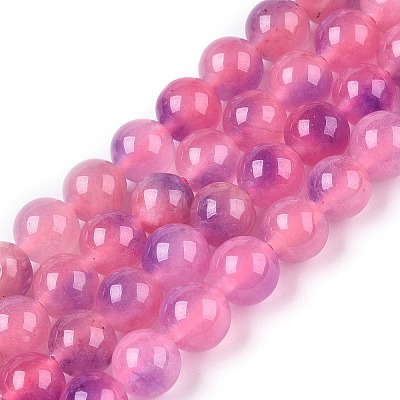 Dyed Natural White Jade Beads Strands G-T138-8mm-210-29-1