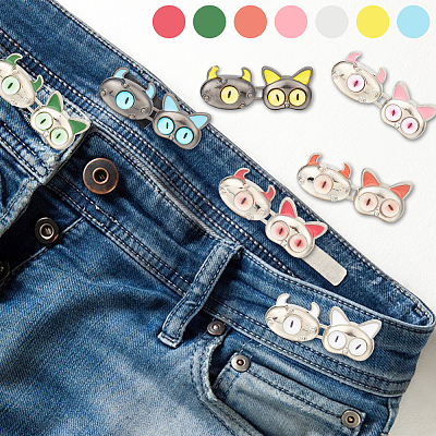 7 Pairs 7 Colors Monster Shape Alloy Adjustable Jean Button Pins AJEW-GO0001-33-1