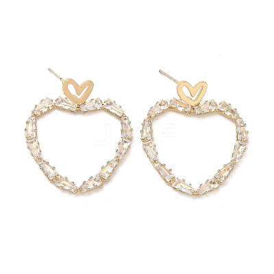 Brass Micro Pave Cubic Zirconia Dangle Stud Earrings KK-K355-14G-1