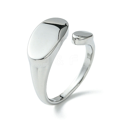 Non-Tarnish 304 Stainless Steel Oval Open Cuff Ring RJEW-Z028-01P-1