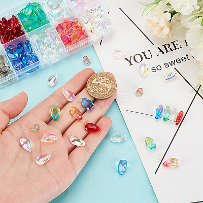 200Pcs 10 Styles Transparent Glass Charms GLAA-GA0001-67-1