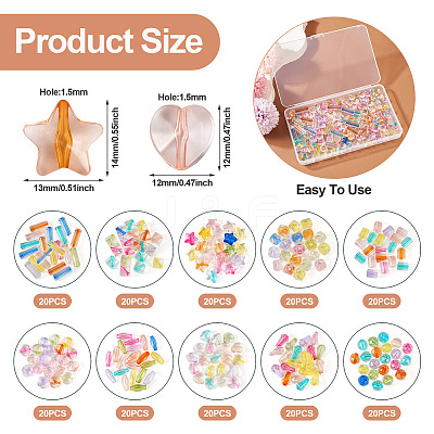 200Pcs 10 Styles Transparent Acrylic Beads TACR-TA0001-28-1
