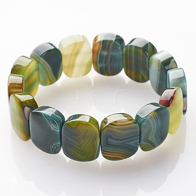 Natural Agate Beaded Stretch Bracelets BJEW-G502-02-1