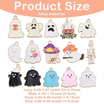 15Pcs 15 Styles Halloween Alloy Enamel Pendants FIND-YW0006-06-1
