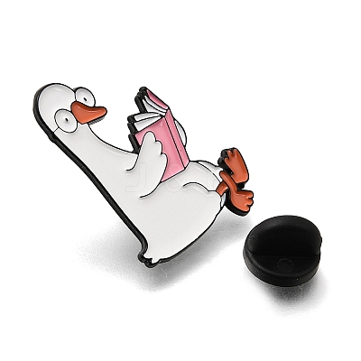 Reading Duck Enamel Pins JEWB-E797-01B-EB-1