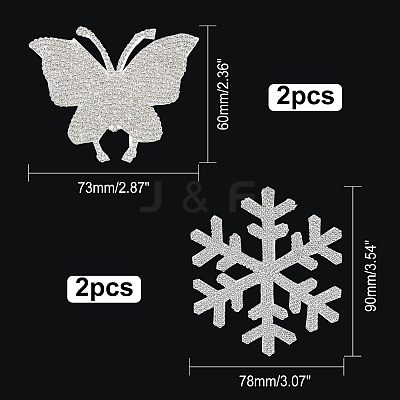 4Pcs 2 Style Snowflake & Butterfly Glitter Hotfix Rhinestone DIY-FH0003-49-1