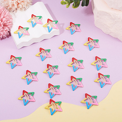 20Pcs Iron Enamel Snap Hair Clips for Girls PHAR-TADJ0001-09-1