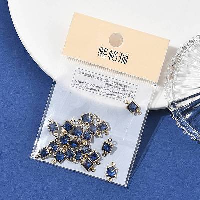 SHEGRACE Brass Pave Cubic Zirconia Square Connector Charms XGRQ2O860-440C-G-1
