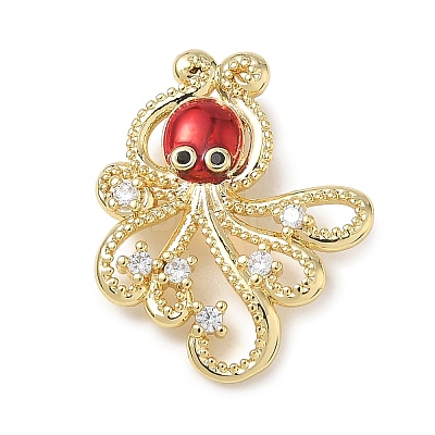 Brass Enamel & Clear Cubic Zirconia Pendants KK-G603-01G-04-1