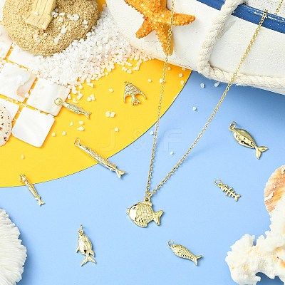 9Pcs 9 Styles Brass Pendants KK-CJ0004-41-1