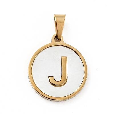 PVD Vacuum Plating 304 Stainless Steel with White Shell Pendants STAS-G268-01J-G-1