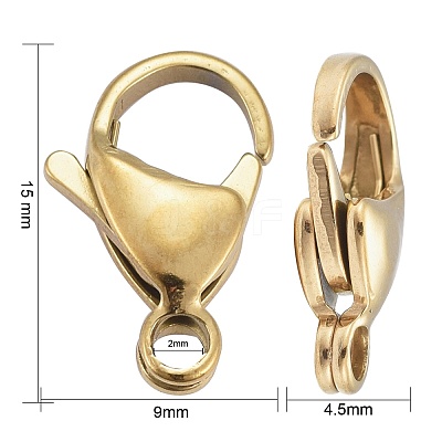Ion Plating(IP) 304 Stainless Steel Lobster Claw Clasps STAS-H353-F-02G-1
