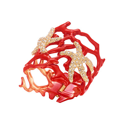 Ocean Alloy Enamel Starfish Hinged Cuff Bangles for Women WG74D0D-01-1