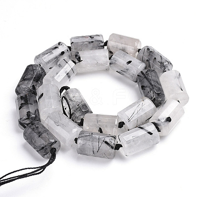 Natural Black Rutilated Quartz Beads Strands G-S269-07-1