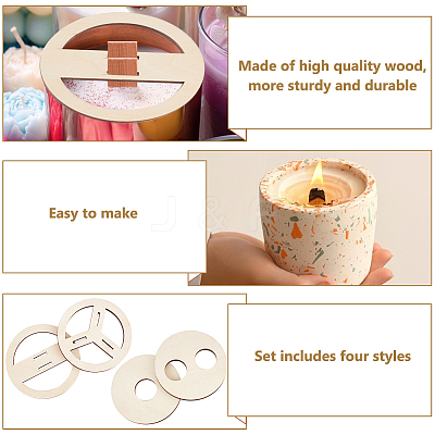 2 Sets Plywood Candle Wick Holders WOOD-BC0001-24B-1