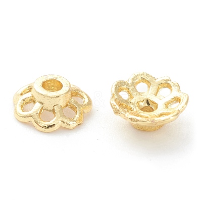 Rack Plating Alloy Flower Bead Caps KK-J277-06G-1