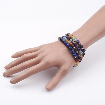 Natural Mixed Gemstone Beaded Wrap Bracelets BJEW-JB02581-1