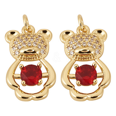 2Pcs Brass Micro Pave Cubic Zirconia Pendants KK-TA0002-81B-1