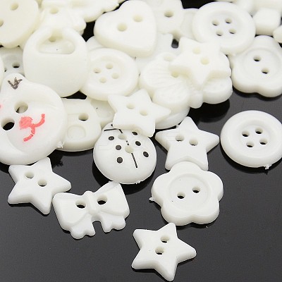 Dyed Mixed Shapes and Mixed Size Acrylic Buttons BUTT-X0035-1