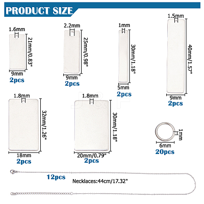 DIY Stainless Steel Rectangle Charm Necklaces Making Kits DIY-HS0001-86-1