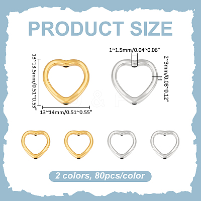 160Pcs 2 Colors Tibetan Style Alloy Heart Bead Frame TIBE-ME0001-13-1