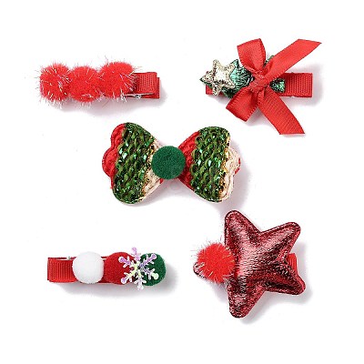 Christmas Theme Cloth Felt Fabric Alligator Hair Clip OHAR-R100-01C-1