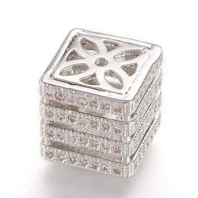 Brass Micro Pave Cubic Zirconia Beads ZIRC-F062-25P-1