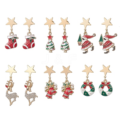Alloy Enamel Dangle Stud Earrings EJEW-JE06565-1