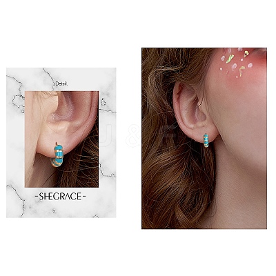 Enamel Striped Thick Hoop Earrings JE1110B-1